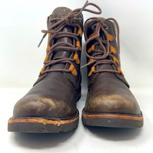LL Bean brown leather lace up combat boots size 9